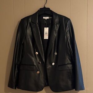 Calvin Klein Black Faux Leather Blazer